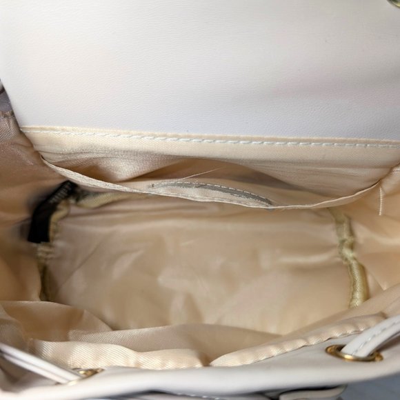 Badgley Mischka Beige Quilted Faux Leather Chain Strap Mini Backpack - Picture 9 of 12